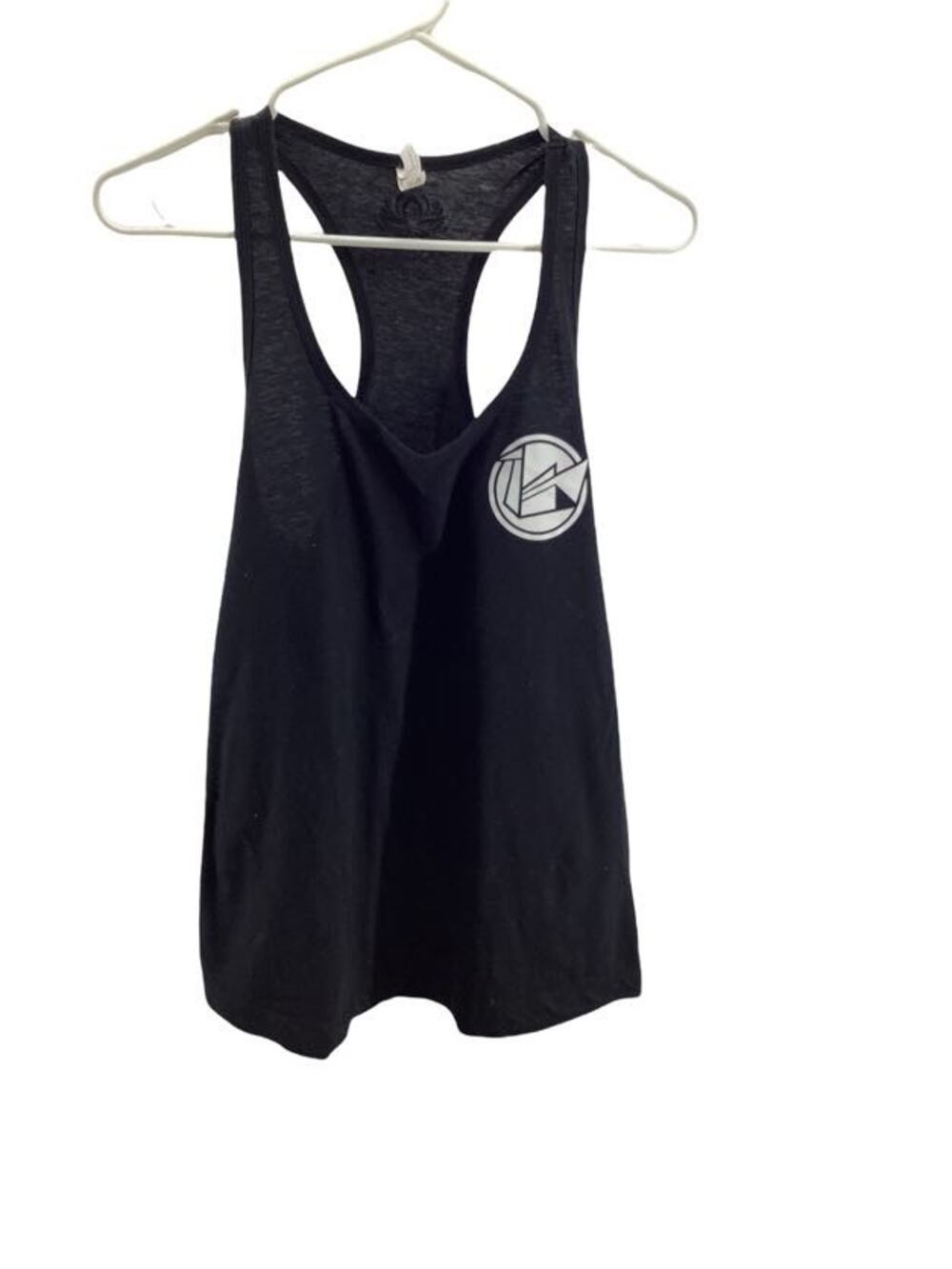 Ideal Apparel Black Graphic Racerback Tank Top Women's Size Large